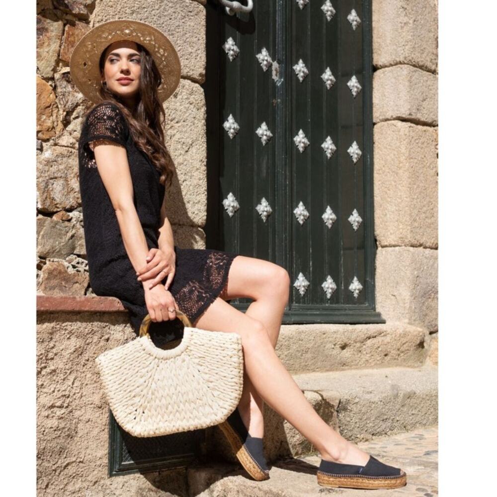 Soludos French Bulldog Embroidered Espadrilles Black Canvas Flats  Summer Vacay - Picture 12 of 16